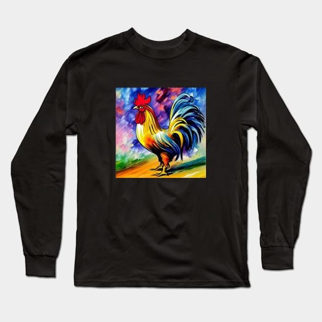 Rooster at the Ready Long Sleeve T-Shirt by ArtistsQuest